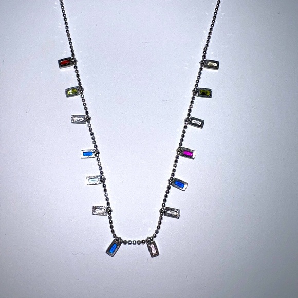 New Mia Fiore Dyadema Italy Sterling Silver Multi Crystal Bead Necklace - Picture 15 of 16